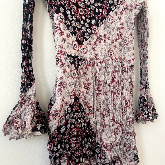 Rebecca Minkoff Flower Print June Dress w/ Bell Sleeve & Tie Waist - Size 0 - Picture 8 of 8